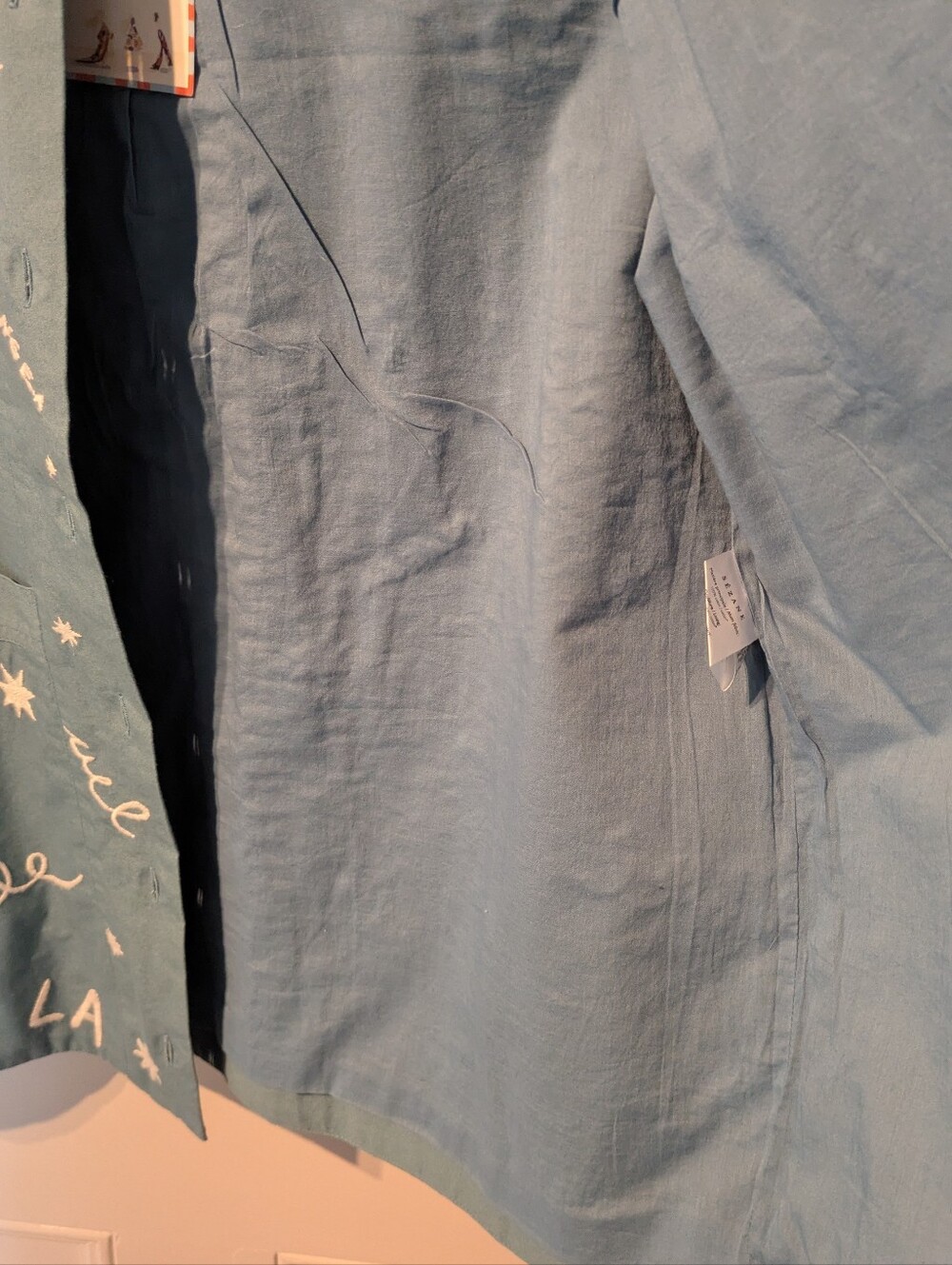 S Sézane x Pangea Will Chore Jacket Embroidery Written Out - Picture 5 of 15